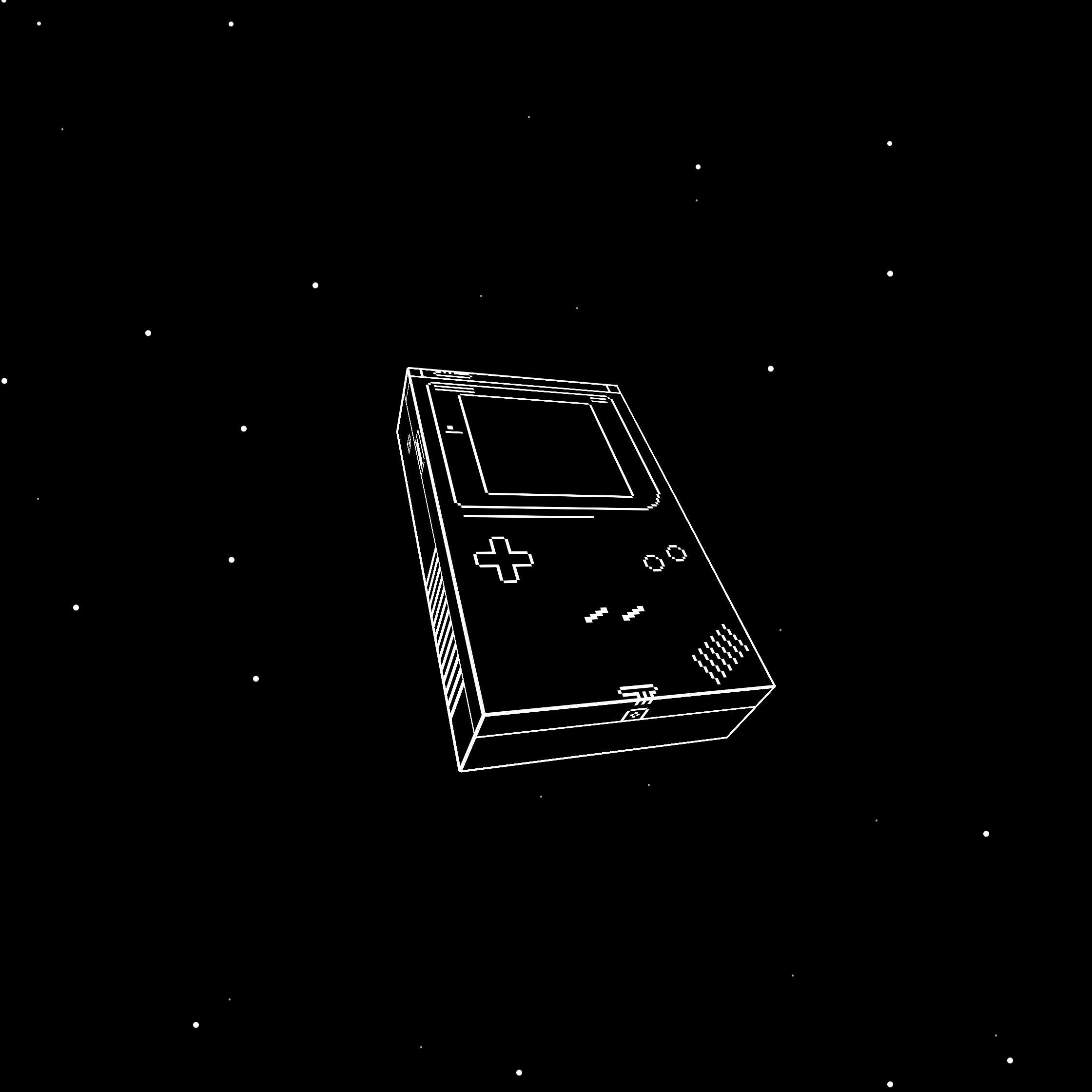 A 1-Bit Pixel Art Style Game Boy Floating in Space - by Arcade Days - arcadedays.com